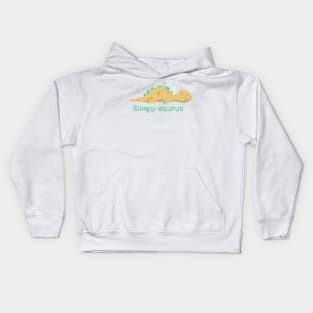 Sleepy-saurus (yellow dinosaur) Kids Hoodie